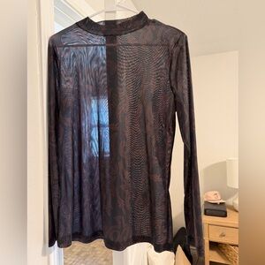 Sheer Black and Red Long Sleeve Top